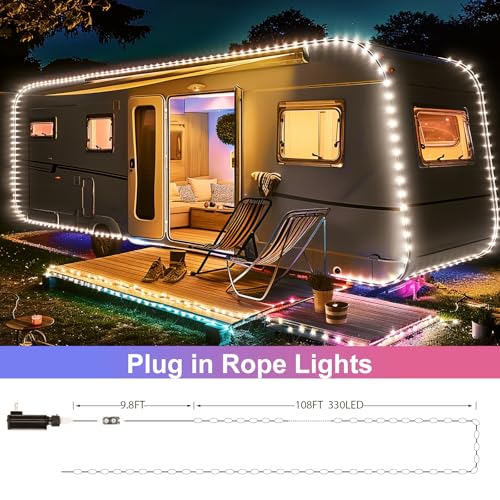 108Ft Color Changing Rope Lights Outdoor Indoor 330 LED Multi-Color String