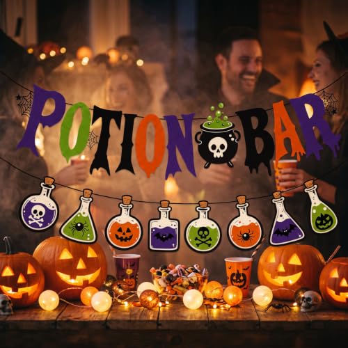 Halloween Potion Bar Banner & Bottle Garland Party Decorations - 2 Pieces
