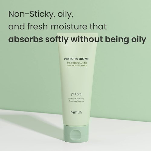 HEIMISH Matcha Biome Oil-free Calming Gel Moisturizer - Moisturizing, Cooling, Soothing, Low Irritating, Non-sticky formula with Matcha, Probiotics, for Oily & Acne-prone Skin, pH 5.5, 3.4fl.oz/100ml