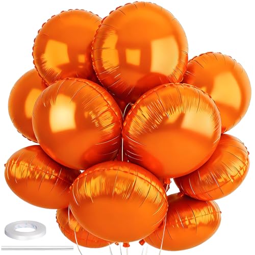 Orange 20pcs 18 Inch Round Foil Balloons Set for Party Decorations