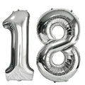 Silver 18 Number Balloons - 40-Inch Foil Mylar Party Numbers, A2-Silver