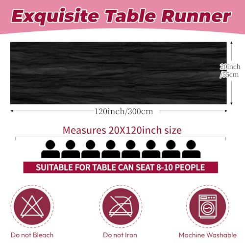 12 Pack Black Cheesecloth Table Runner 20x120 Inch Rustic Wedding Party Decor - Variation: 12 Pack / Black