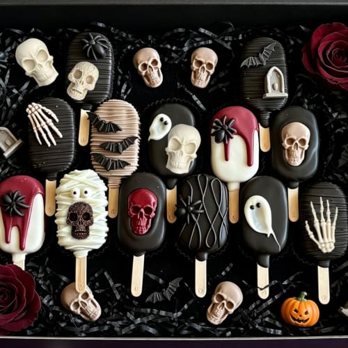 Halloween Skeleton Hand & Skull Cake Mold Set - 6 Pcs Pink Variation