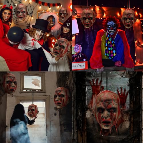 Halloween Severed Zombie Head Props - Realistic Latex Decor, 10.28 x 9.53 Inches, Set of 3 - Chic Variation