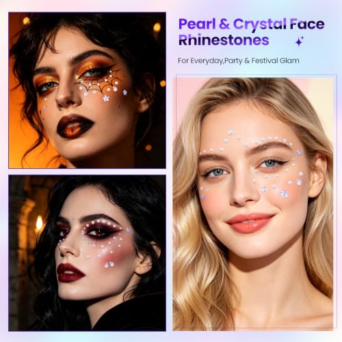 Self-Adhesive Pearl Face Gems and Body Rhinestones for Festivals & Makeup