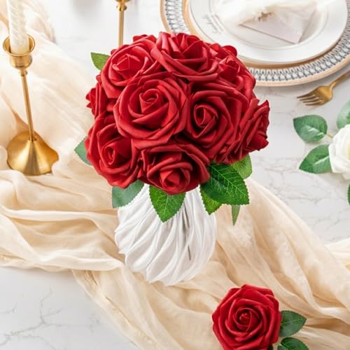 Artificial Roses Flowers 25pcs Red Foam Wedding Bouquet Decor - Variation of THIS listing
