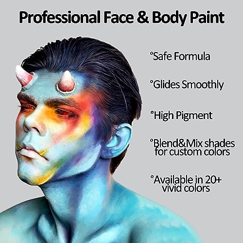Face Body Paint Kit - Red White Black Clown Makeup Set for Halloween & Cosplay, Washable, Non-Toxic, 0.6oz Each - Variation: Red+White+Black