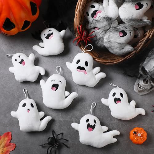 Mini Ghost Plush Toys Halloween Ornaments Bulk - Cute Halloween Ghosts, 21 Pcs, Variation: Cute