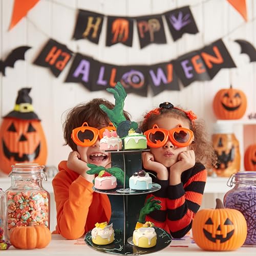 Halloween Zombie Hand Cupcake Stand 3-Tier Cardboard Cake Display Party Decoration