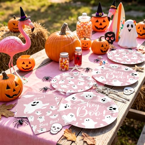 Halloween Ghost Paper Plates and Napkins Set - Multicolor, Serve 60 Guests