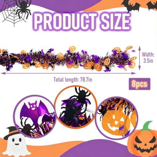 Halloween Garland Decorations - 52Ft Pumpkin Bat Spider Festive String Banner