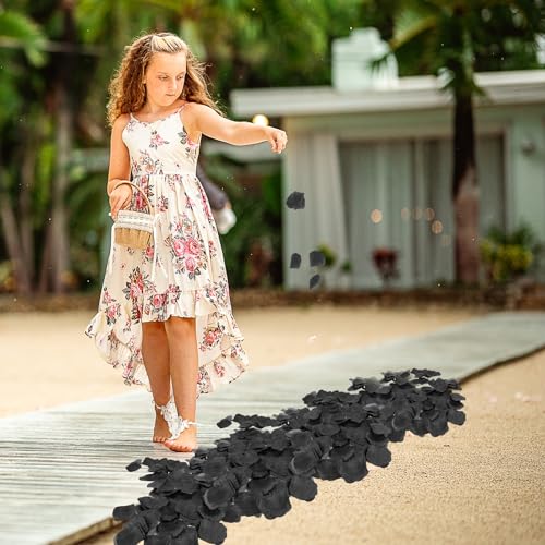 Black Silk Rose Petals 500 Pcs for Wedding Proposal & Romantic Decor - JunSduke