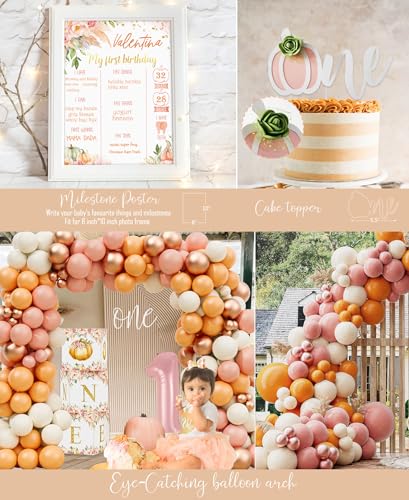 First Birthday Pumpkin Party Decorations Set for Fall Halloween Thanksgiving - 133pcs Autumn Theme