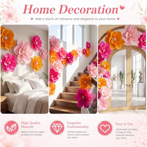 18 Pcs Bright Colors Giant Paper Flowers Set - Large & Artificial Decorations