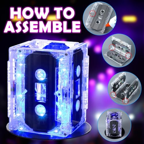 80s Party Decorations Cassette Tape Centerpieces Set with LED Lights