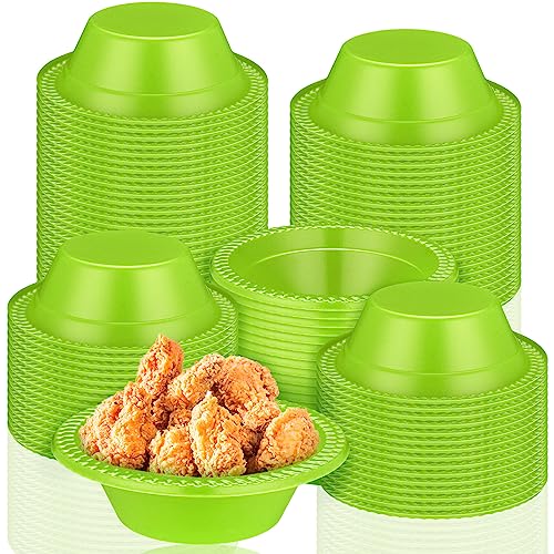 Green Disposable Plastic Bowls Set - 100 Pcs 12oz Party Serving Dishes
