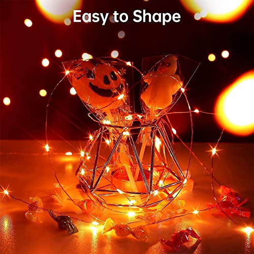 USB Fairy String Lights - 33Ft 100 LED Orange Flexible Wire, Indoor Outdoor Decor