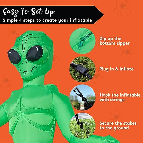 9 FT Tall Halloween Inflatable Alien Decoration with Built-in LEDs for Outdoor Yard Garden