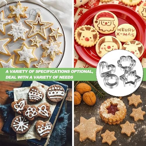 12 Pcs Stainless Steel Cookie Cutter Set with 4 Shapes & Multiple Sizes