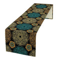 Mandala Floral Table Runner - Bohemian Ethnic Gold Pattern 13x36in - Rustic Home Decor