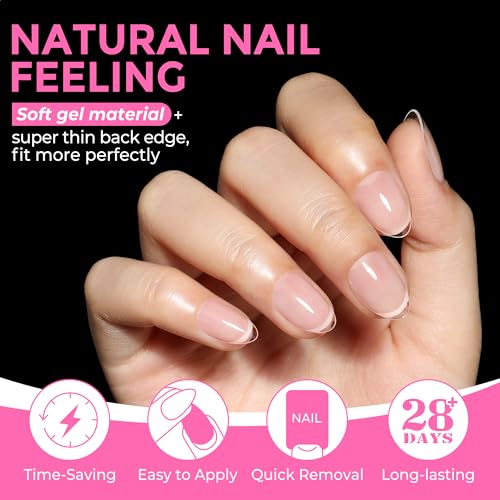Extra Short Almond Gel Nail Tips 216Pcs - Soft Clear Press-On Nails, B-Variation