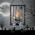 Scary Skeleton Cage Halloween Decor with Motion Sensor, Haunted House Prop