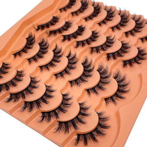 Mink Lashes Wispy Cat Eye False Eyelashes 18MM Fluffy & Reusable - SISIYDY