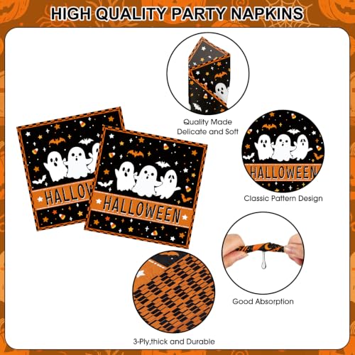 Halloween Disposable Tableware Set - Ghost & Trick or Treat Plates Napkins Cups Banner - 82 Pcs