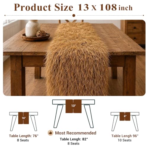 XLX TURF Fake Thatch Hay Table Runner 108 Inch - Yellow Thatch Grass Variation