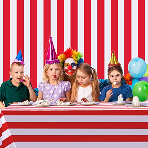 Red and White Striped Tablecloth Roll - 100 Ft Carnival Party Decor