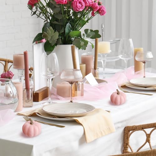 Pink Fall Artificial Pumpkins Set - 50 Pieces, 3.15 Inch Foam Decor