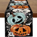 Halloween Spooky Pumpkin Table Runner - 13x36 Inch Modern Design for Festive Decor