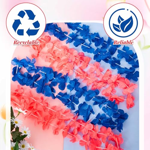60 Pcs Pink Blue Flower Leis for Gender Reveal & Party Decor