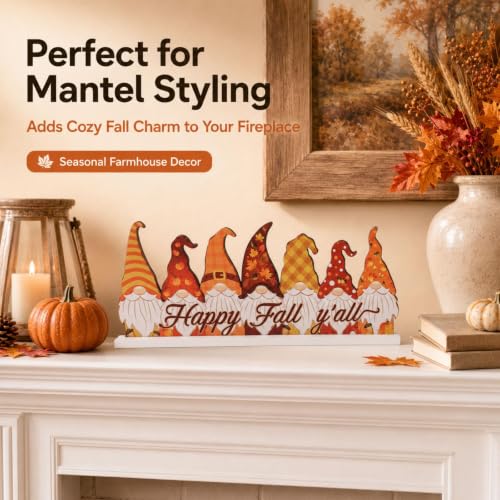Reversible Fall & Halloween Gnome Sign - Wooden Table Centerpiece with Orange & Purple Variations