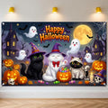 Mocsicka Cute Boo Cats Halloween Backdrop Banner 6x3.6ft for Kids Party