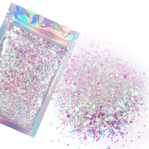 Iridescent Face & Body Glitter Chunky Glitter - Iridescent Flake for Makeup, Nails, Crafts & Raves