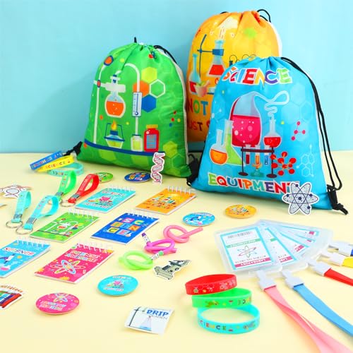 Science Party Favor Set with Notebooks, Stickers, Bracelets & More - 140 Pcs