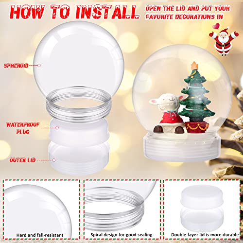 DIY Clear Snow Globes Bulk Set - 24 Pieces 3.9 Inch Fillable Christmas Decor
