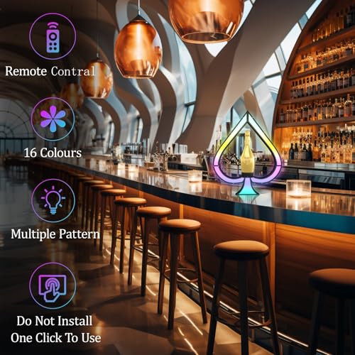 LED Ace of Spades Champagne Bottle Display with Remote Control - Color Adjustable Lighted Liquor Holder for Bars & Parties