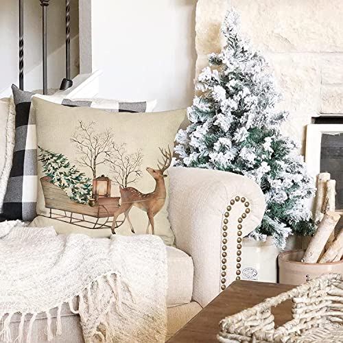 Winter 20x20 Inch Throw Pillow Cover Set of 4 - Reindeer & Cozy Designs Variation of THIS listing