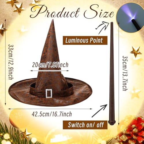 Magical Wizard Hat Christmas Tree Topper & Light Up Wand Set