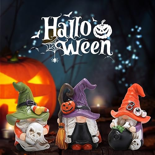 Halloween Gnome Decorations Set - Handmade Elf Figurines with Multicolor Accents