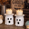 Ghost Shaped Halloween Candle Holders - Terracotta Table Decor - Set of 2