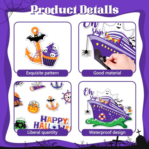 Halloween Door Magnets 16 Pack - Spooky Pumpkin & Ghost Decorations Waterproof Reusable