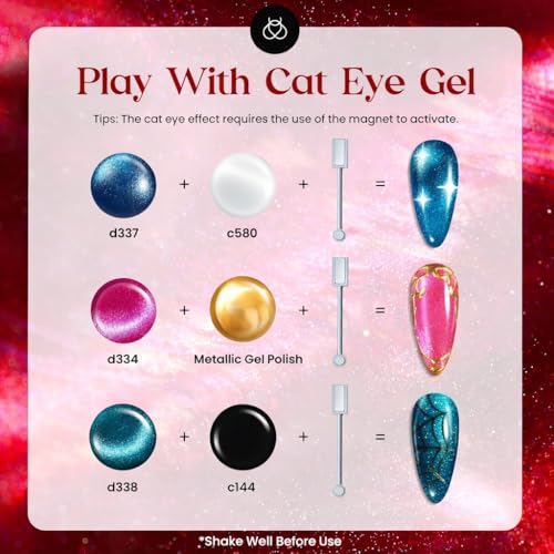 Beetles Gemstone Party Cat Eye Gel Nail Polish Set - 20 Colors Fall Glitter