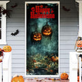 Halloween Door Curtain - Scary Pumpkin Forest Door Cover - Helloween Door Cover 2 - 35x79 Inch