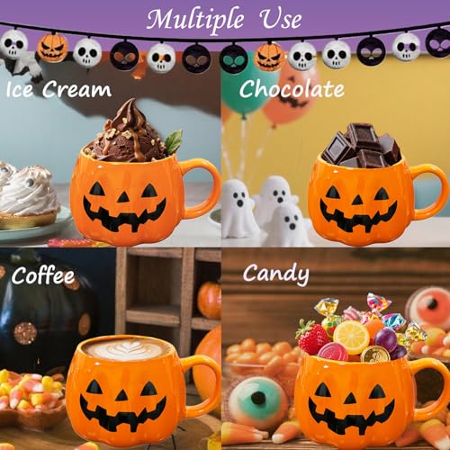 Halloween Pumpkin Mug 3D Ceramic Cup Spooky Fall Decor Gift - Orange
