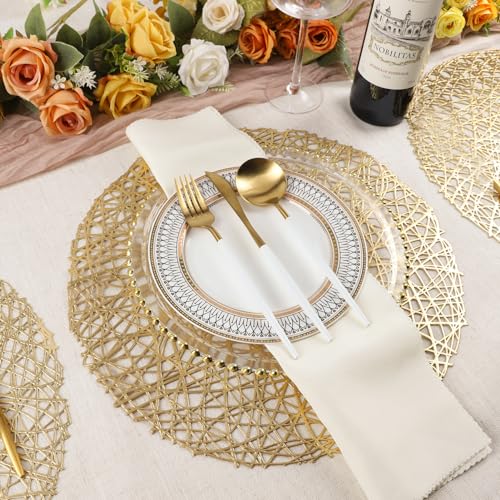 Evevda Gold Round Placemats Set of 6 - Metallic Vinyl Dining Table Mats - Variation of THIS listing