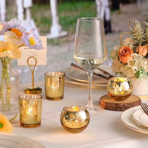 Gold Combination Tea Light Candle Holders with Butterfly Pattern Set of 12 - Wedding & Party Decor