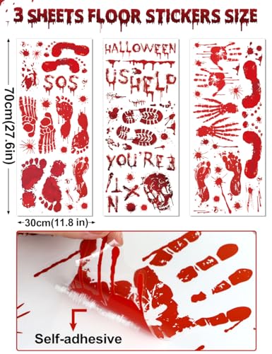 Bloody Halloween Wall Decal Set - Spooky Door Cover, Window Clings & Floor Stickers